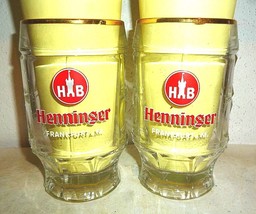 2 Henninger +2002 Frankfurt 0.25L German Beer Glasses Seidel - £7.95 GBP