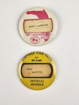 Vintage Car Club of Miami FL (2)  Member Pins Badge Buttons removable name tag - £26.79 GBP