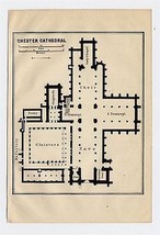 1906 Original Antique Plan Of Chester Cathedral / England - $24.22