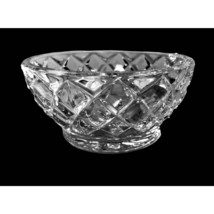 Clear Glass Crosshatch Pattern Small Bowl Serving Dish Beveled Textured - £9.32 GBP