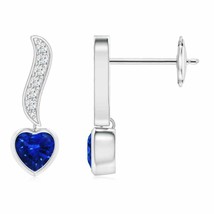 ANGARA 4mm Natural Blue Sapphire &amp; Diamond Drop Earrings in Silver for Women - £214.57 GBP+