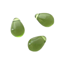 50 Mermaid Tears Olivine Green Czech Bohemian Glass 6x9mm Teardrop Fringe Beads - £3.94 GBP