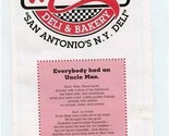 Max&#39;s Deli &amp; Bakery Restaurant Menu Huebner Oaks Center San Antonio Texa... - $17.82