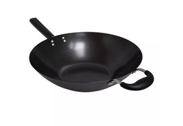Carbon Steel Wok  Non-stick with Handles Traditional Chinese Cooking Tool New - £19.87 GBP