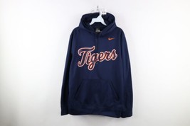 Nike Therma Fit Mens Medium Spell Out Script Detroit Tigers Baseball Hoodie Blue - £39.06 GBP