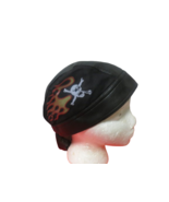 Skulls &amp; Flames Biker Head Cap Fitted Bandana W/Ties Doo Rag Danna One Size - $11.88