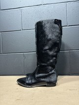 Kenneth Cole Catch Me Black Leather Fur Knee High Boots Wmns Sz 6.5 M - £31.25 GBP