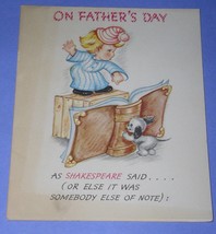 AMERICAN GREETINGS FATHER&#39;S DAY CARD VINTAGE 1950 SHAKESPEARE QUOTE SCRA... - $14.99