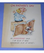 AMERICAN GREETINGS FATHER&#39;S DAY CARD VINTAGE 1950 SHAKESPEARE QUOTE SCRA... - $20.50 CAD
