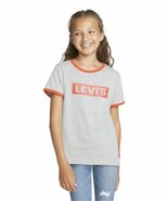 MSRP $24 Levi&#39;s Big Girls Logo Ringer T-shirt, Gray Size Small - $24.44 CAD