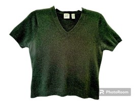 Gap Vintage 1990 Womens S Heathered Green Lambswool V Neck Short Sleeve ... - £23.49 GBP