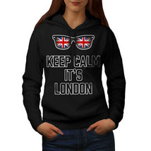 Wellcoda Keep Calm UK Flag Womens Hoodie, England Casual Hooded Sweatshirt - £29.41 GBP