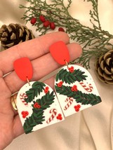 Christmas clay earrings, Christmas tree earrings, sugar cane clay earrings, New  - £33.18 GBP
