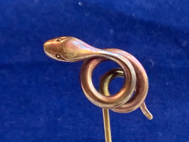 Vtg 22K Yellow Gold Snake Stick Pin 5.59g Fine Jewelry Reptile Lapel Hat Pin - £791.32 GBP