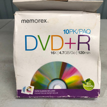 Memorex 10 Ten Pack DVD+R 16X Blank Recordable DVD - $9.52