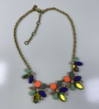 J.Crew Necklace Colorful Rhinestone Acrylic Cluster Statement bling glam runway - £20.02 GBP
