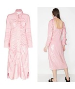 Ganni Ruched Shirt Dress Sz36 Pink Sequins $679 - £294.03 GBP