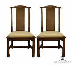 Set of 2 BASSETT FURNITURE Asian Oriental Cane Back Dining Side Chairs 4... - £333.70 GBP