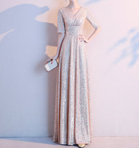 Pink Maxi Sequin Dress Gown Women Custom Plus Size Sequin Maxi Dress