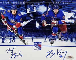 RYAN LINDGREN &amp; JIMMY VESEY Autographed SIGNED N.Y. RANGERS 8x10 PHOTO P... - £63.19 GBP
