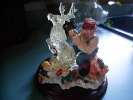 Vint Christmas-Light up ICE CARVER SANTA FIGURINE w/Elves-Reindeer-New i... - $15.83