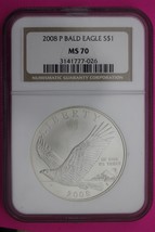 2008 P MS 70 Bald Eagle Commemorative Silver Dollar NGC Graded Authentic 309 - $79.99