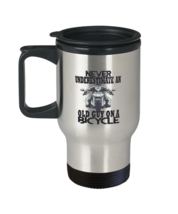 Coffee Travel Mug Funny Never Underestimate an old guy on a bicycle  - £20.06 GBP