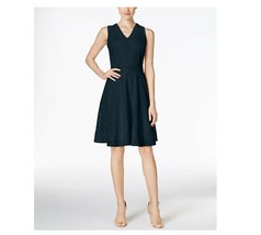 Charter Club Women Petite PM Navy VNeck Sleeveless Lace Fit Flare Line Dress NWT - £27.37 GBP