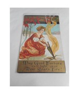 Vintage New Year&#39;s Postcard posted written Fire Poinsettia 1910 embossed - $133.92 MXN