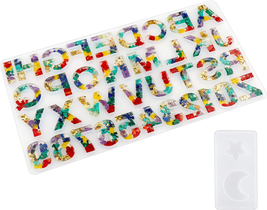 Reversed Alphabet Silicone Resin Mold - Large Number Letter Resin with S... - £11.77 GBP