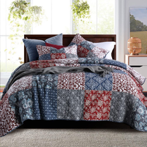 King Size Comforter Set- 100% Cotton Quilt (96 * 108 Inch) with 2 Pillow Shams - £118.65 GBP