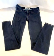 Hollister size 1 low cut skinny leg dark blue jeans 25 Inch Waist 29 Inch Inseam - £11.79 GBP