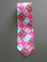 Yates &amp; Co London purple/green tartan silk  tie hand made in England, fr... - $21.00