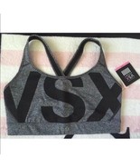 Victoria&#39;s Secret Sport Gray Marl Black VSX Player Crossback Sports Bra - M - £27.72 GBP