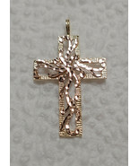 New 14k Gold Cross With Rose Gold Eternal Flame Charm Pendant - £127.89 GBP