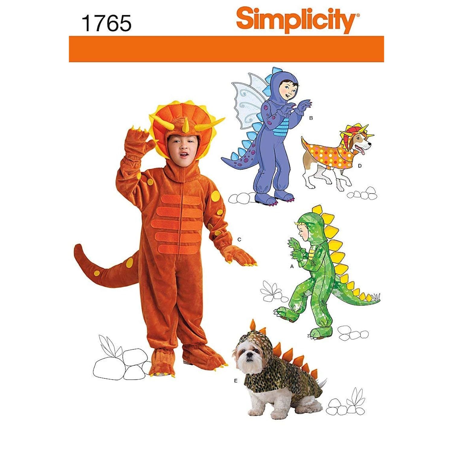 Simplicity 1765 Child's and Dog's Dinosaur Costume Sewing Patterns, Children's S - £12.58 GBP