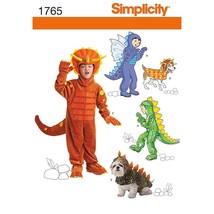 Simplicity 1765 Child&#39;s and Dog&#39;s Dinosaur Costume Sewing Patterns, Chil... - £12.58 GBP