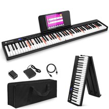 Folding Piano Keyboard 88 Key Full Size Semi-Weighted Bluetooth Portable Foldabl - £210.80 GBP