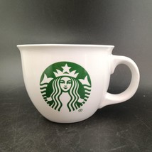 Starbucks Large Green Mermaid Siren Logo White 14oz Coffee Tea Mug Cup 2015 - $12.34 CAD