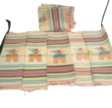 11 Vintage Cloth Napkins Hand Towels Mexican Themed Textured Multicolor - £30.28 GBP
