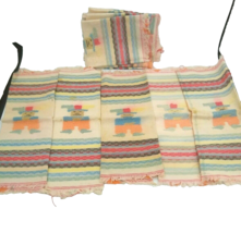 11 Vintage Cloth Napkins Hand Towels Mexican Themed Textured Multicolor - £28.95 GBP