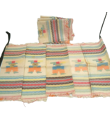 11 Vintage Cloth Napkins Hand Towels Mexican Themed Textured Multicolor - $38.71