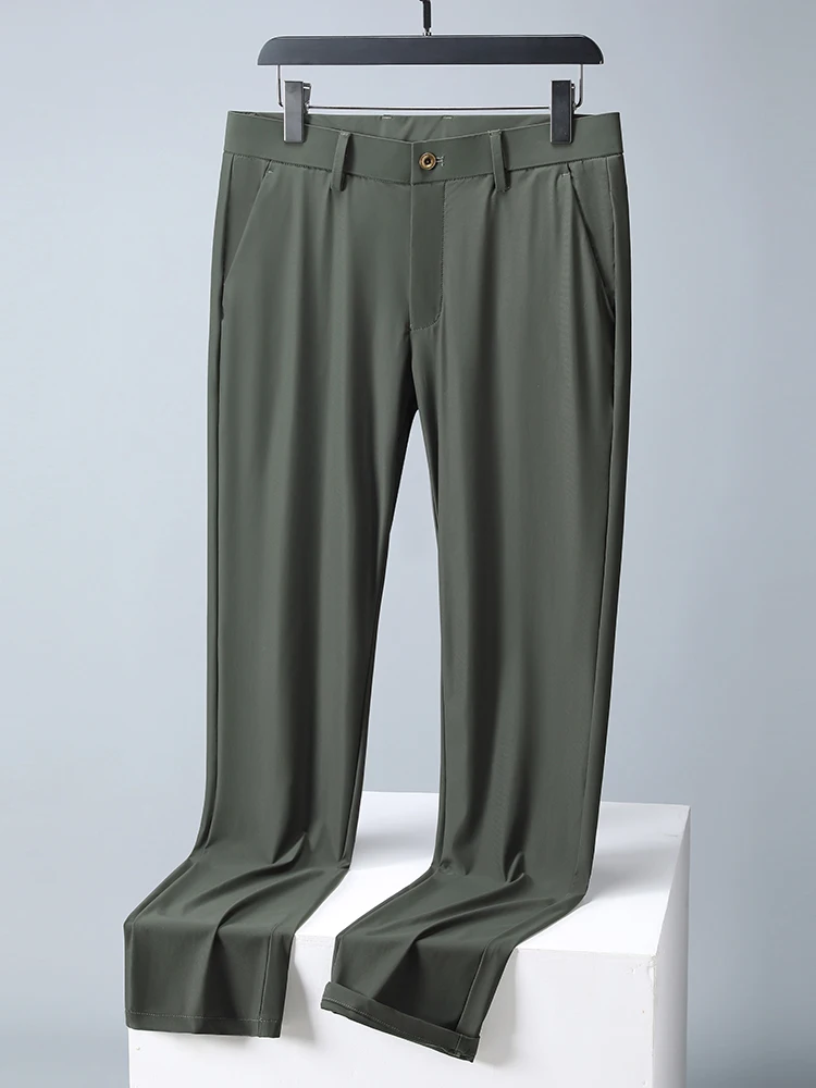 2024 New Summer Men Long Pants  Stretched Spandex Nylon Slim Thin Cs Male Busine - £150.94 GBP