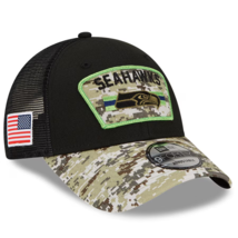 New Era Seattle Seahawks Salute To Service 9FORTY Adjustable Trucker Hat Cap - £19.76 GBP