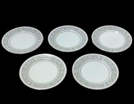 Whitney Imperial China Dessert Bread Plate 6.5&quot; White Silver Set of 5 (5671) - £15.97 GBP