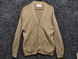 Vintage Jantzen Wool Cardigan Sweater Men Medium Brown Knit - £36.46 GBP