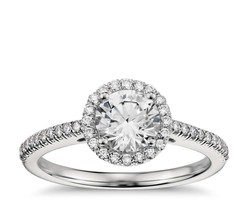 1.50CT Forever One Moissanite & Diamond Halo VSF Engagement Ring 14K White Gold  - £1,203.03 GBP