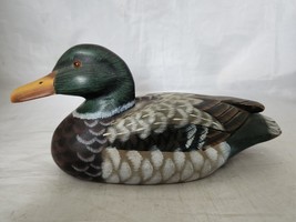 Farm House Green Mallard Duck Decoy Hand Painted Wood Carved Hunting Decor 9&quot; - £19.41 GBP