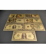 Complete 7-piece decorative US dollar banknote set: 1 - 100 dollar bill,... - $294.68 MXN