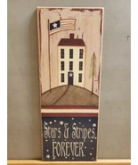 Pressed Wood Wall Art Sign Patriotic USA Stars &amp; Stripes Forever Primiti... - £20.23 GBP